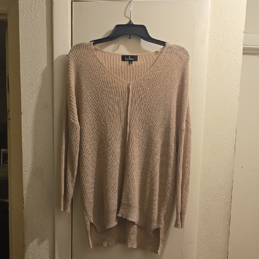 Lulu's Soft Beige V-Neck Sweater